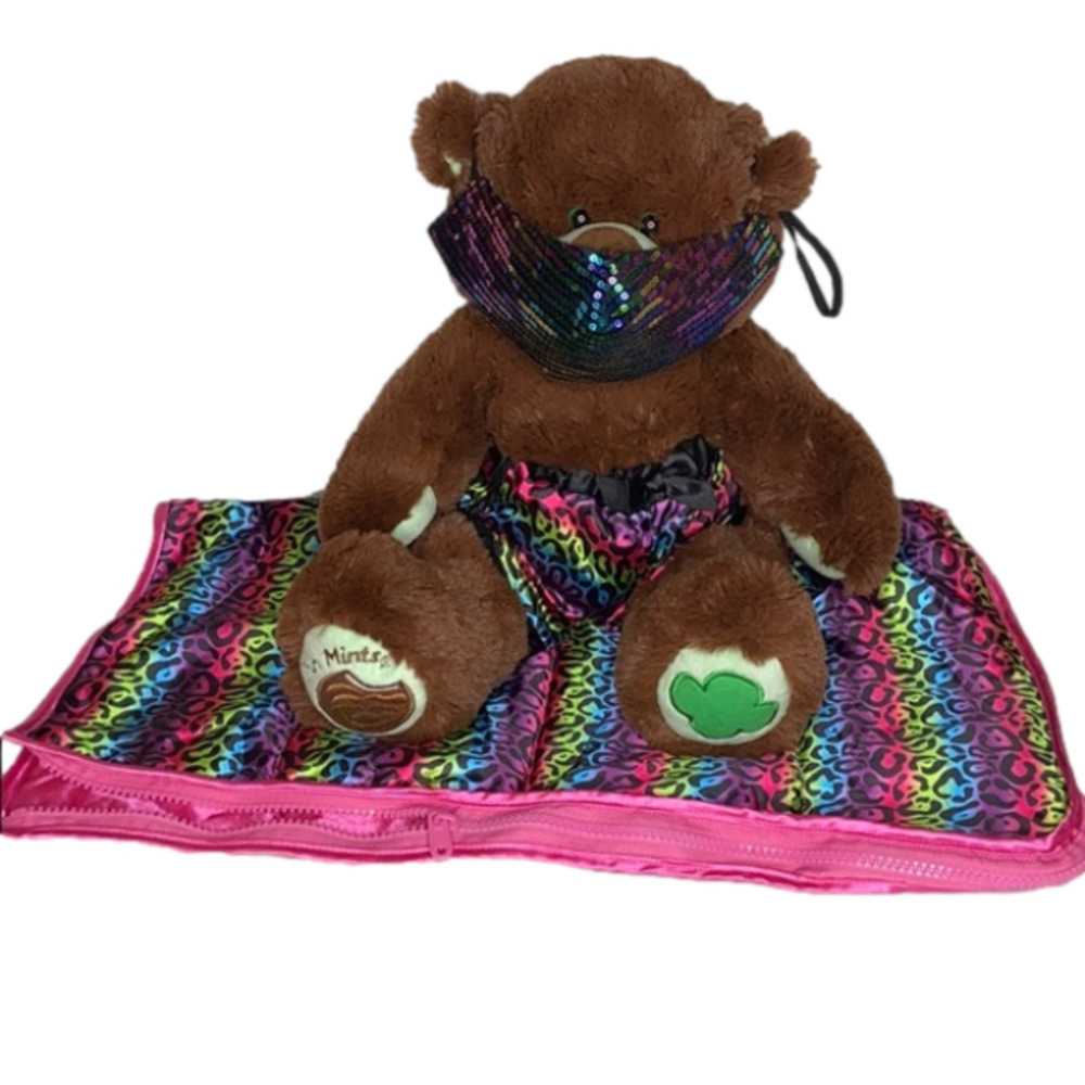Build-A-Bear Animal Print Slumber Party Shorts & Sleeping Bag Bundle Set Retired